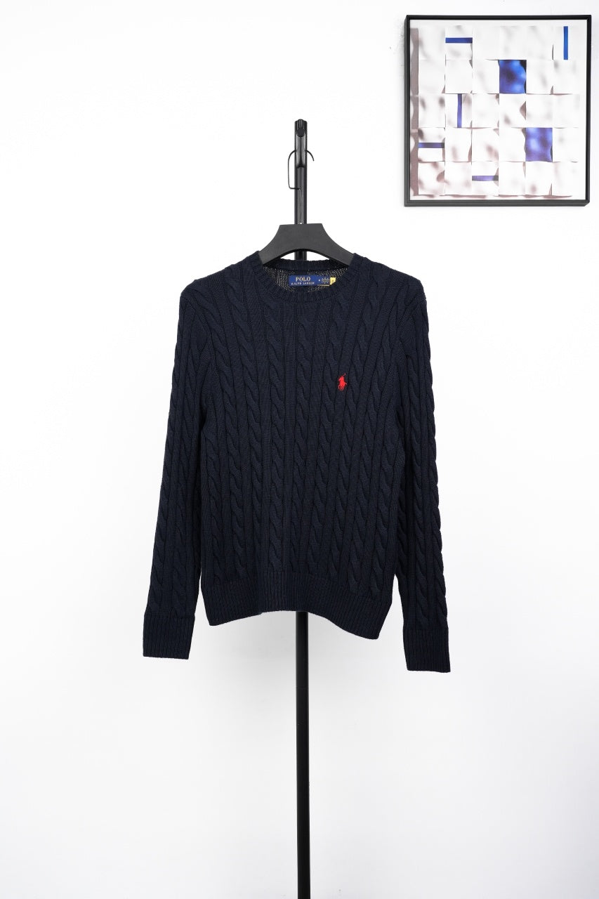 Pull en coton torsadé Bleu RL