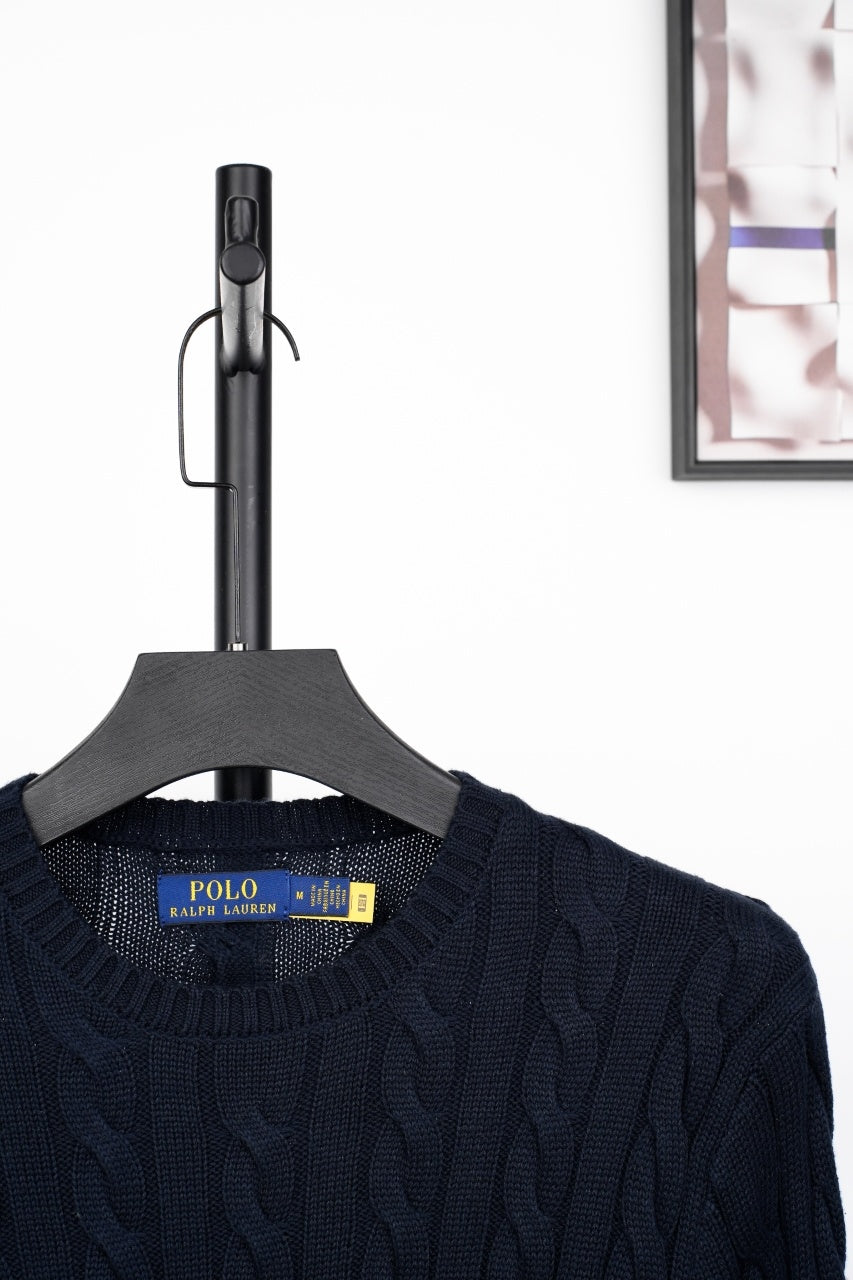 Pull en coton torsadé Bleu RL